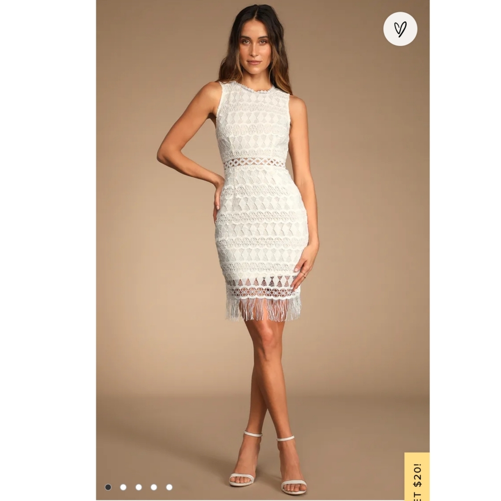 Lulu's Kenna White Crochet Lace Sleeveless Bodycon Dress